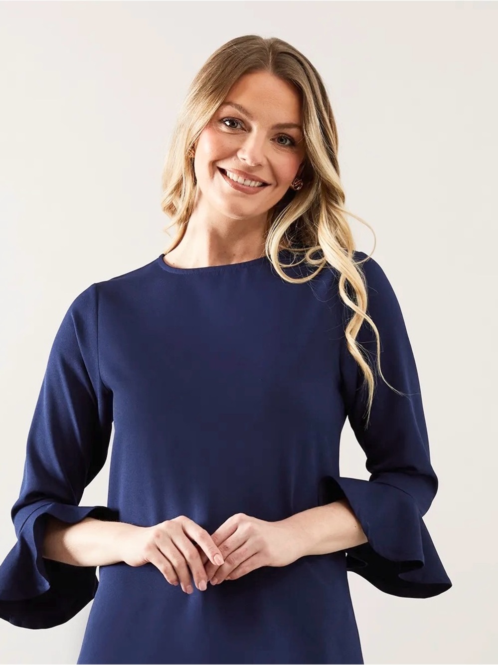 Old Navy Navy Ruffle Cuff Blouse